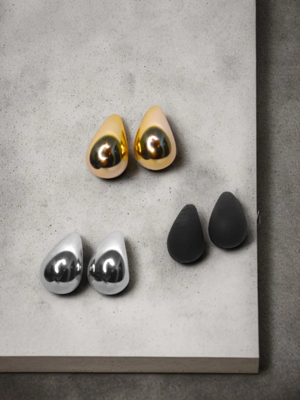 Sleek Teardrop Stud Earrings – Set of 3 Pairs