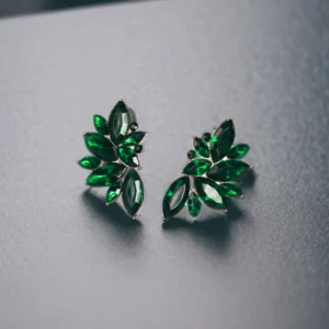 Artificial emerald green cluster earrings – party wear jewellery with leaf-inspired design.