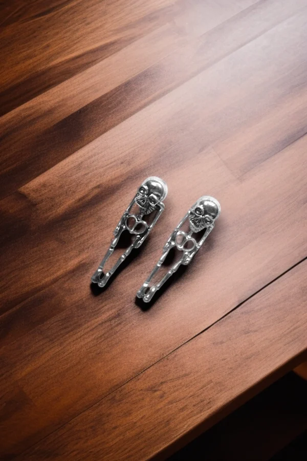 Skeleton Dangle Earrings – Silver Gothic Style