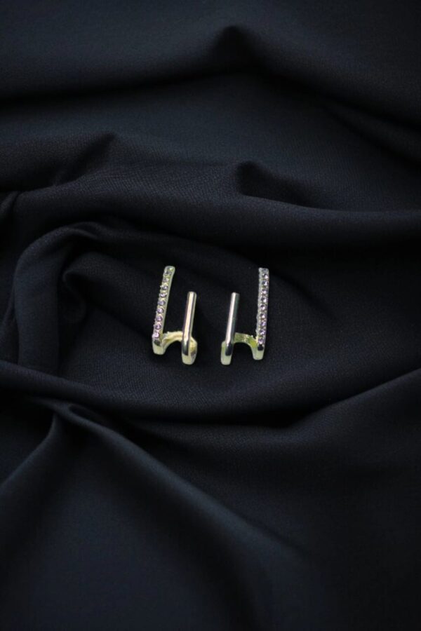 Silver crystal bar stud earrings – minimalist artificial party jewellery for women.