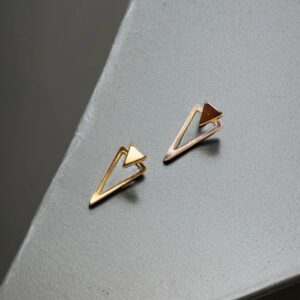 Gold-plated minimalist geometric triangle earrings for women – artificial jewellery design.