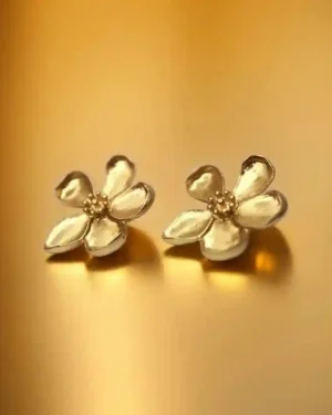 Gold Earrings Design. golden flower earrings.