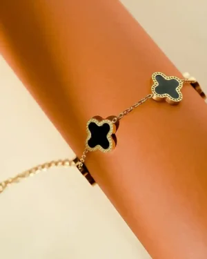 lucky charm clover black bracelet