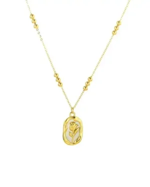 Pearl pendant gold necklace with minimalist design